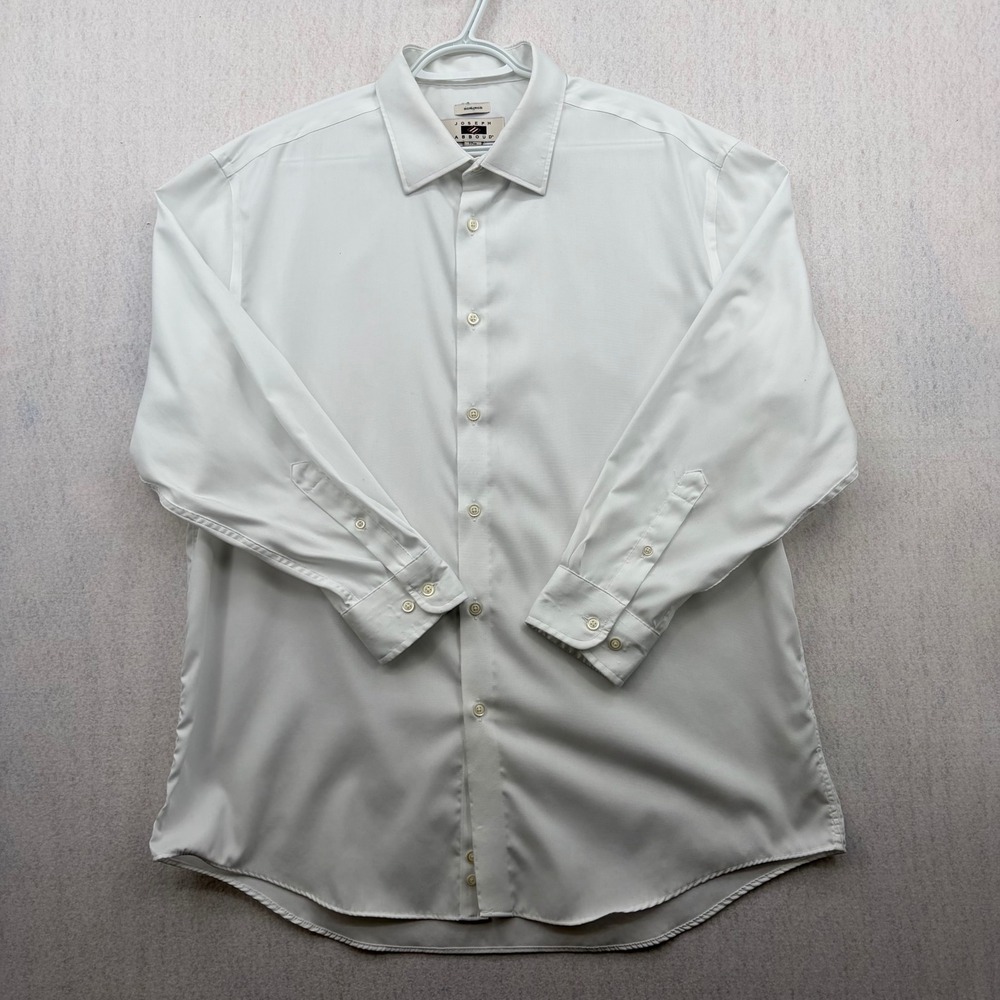 Joseph Abboud Men White Non-Iron Cotton Dress Shirt 17.5 32/33 Long Sleeve Solid